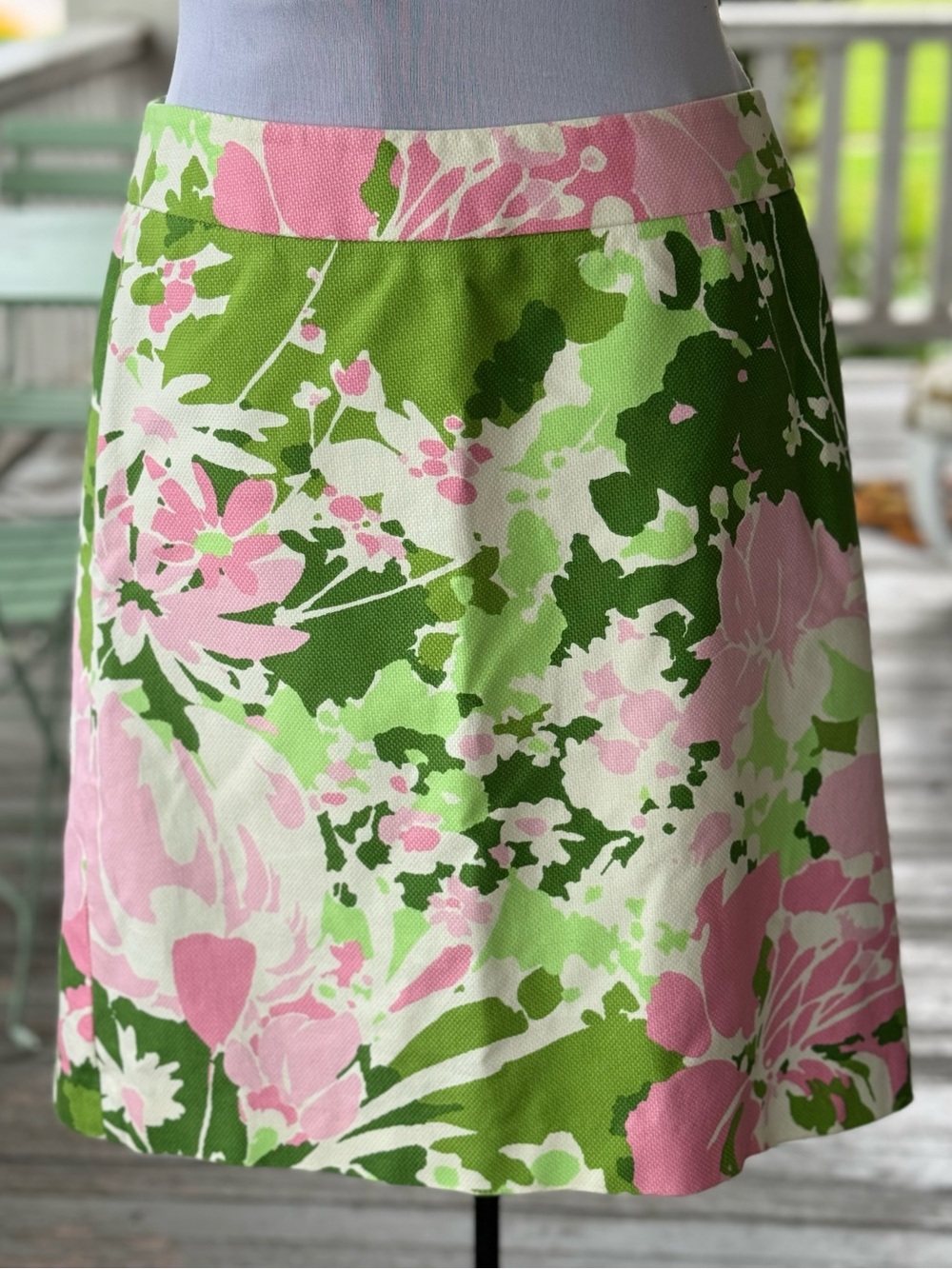 Talbots Pink, Green & Cream Floral Pencil Skirt Sz 6P
